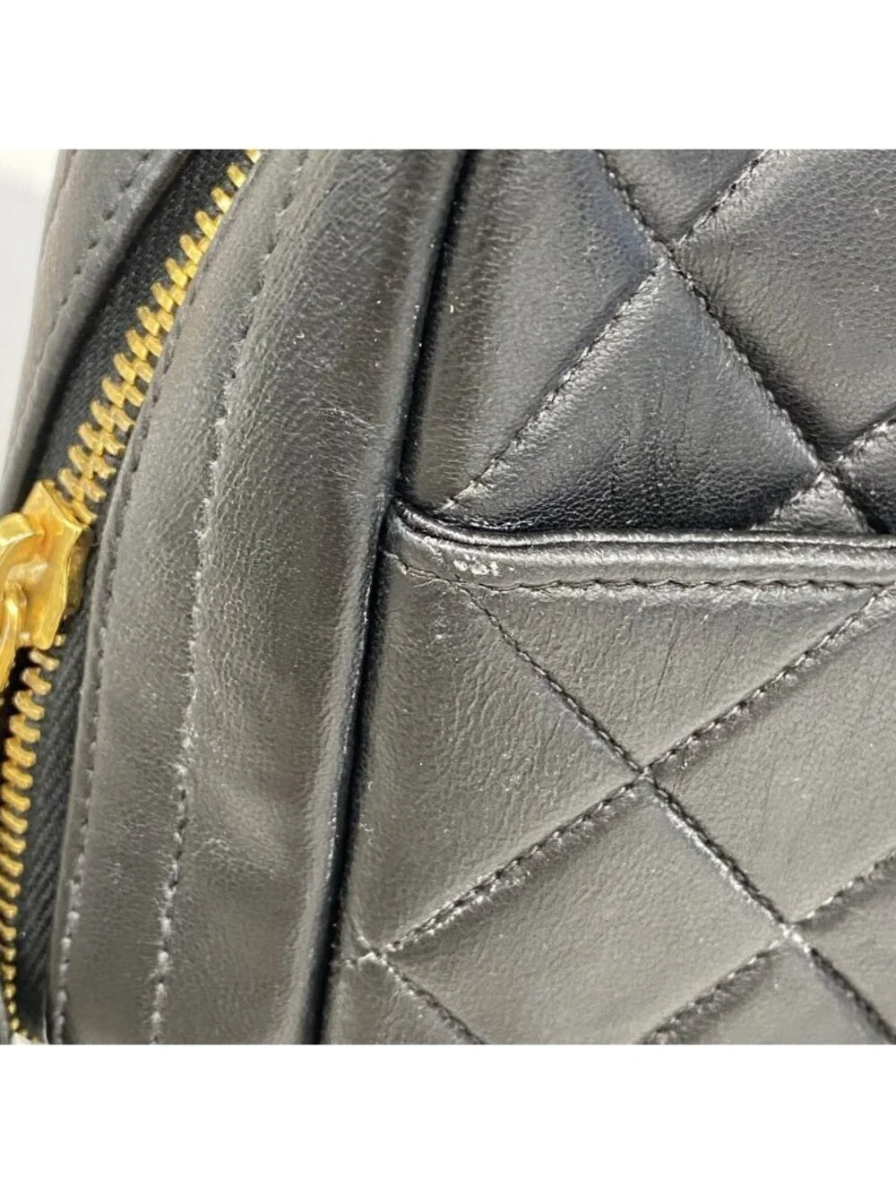 Chanel Shoulder Bag Quilted Lambskin Black Gold